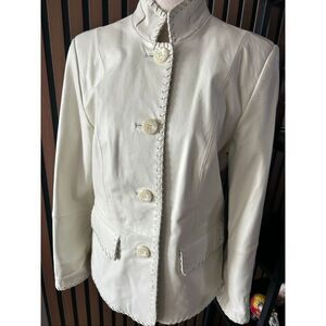 Terry Lewis White Leather Long Sleeve Size Petite small